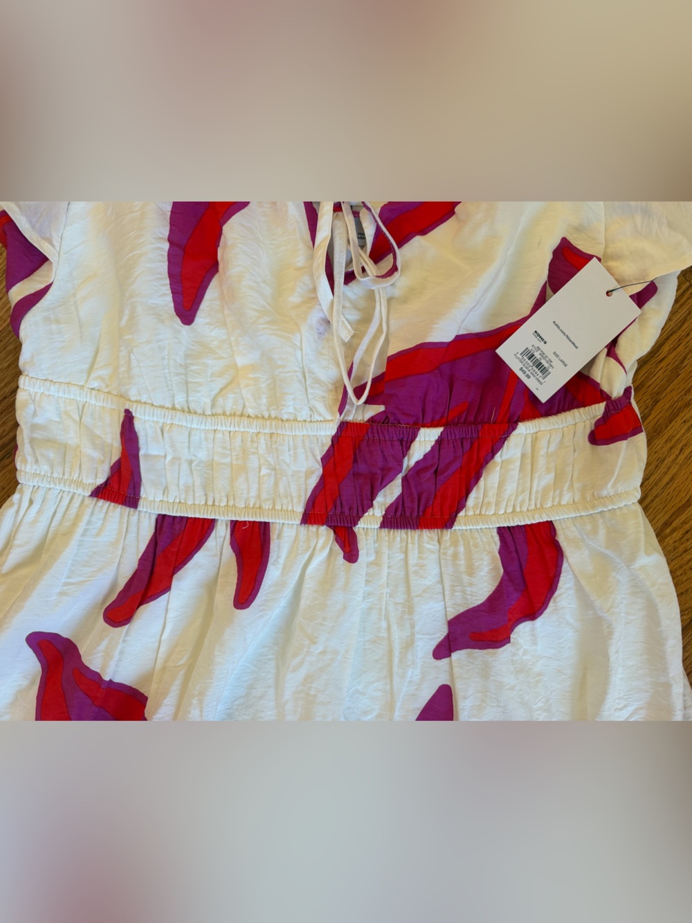 Nine West white Maxi Dress with Fuchsia Leaf Print - Picture 8 of 11